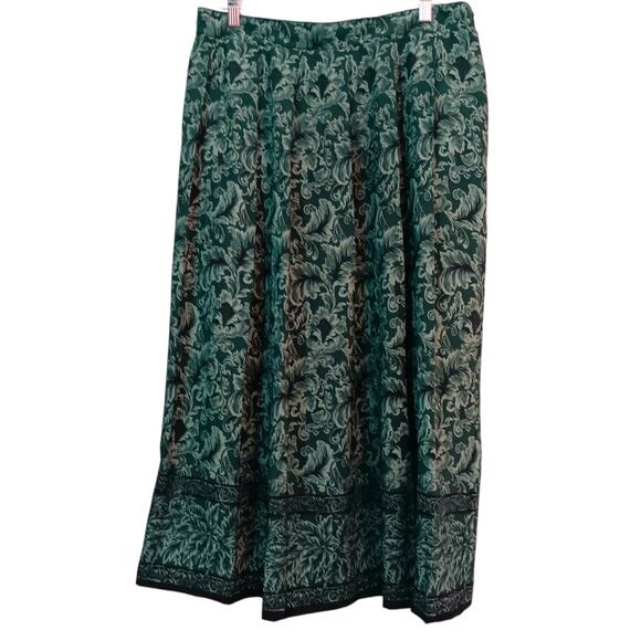 VINTAGE KORET Long Pleated Midi‎ Skirt XL Pockets Floral Boho Cottage Career - Picture 12 of 12